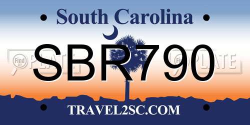 SBR790 South Carolina License Plate
