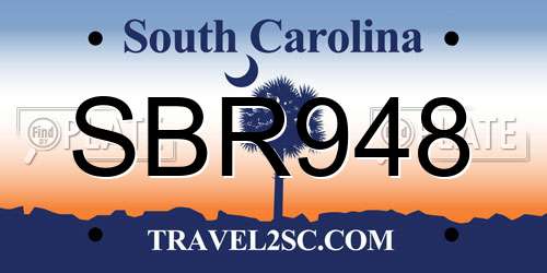 SBR948 South Carolina License Plate