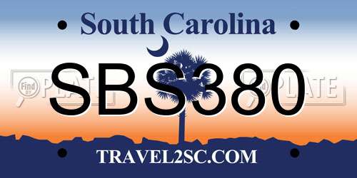 SBS380 South Carolina License Plate