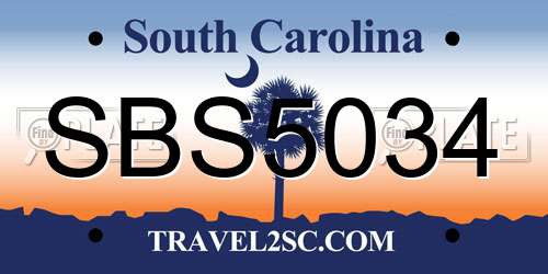 SBS5034 South Carolina License Plate