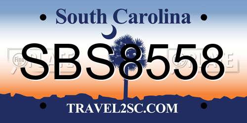 SBS8558 South Carolina License Plate