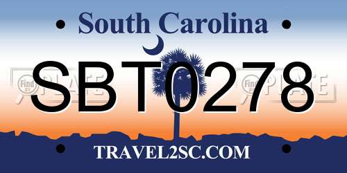 SBT0278 South Carolina License Plate
