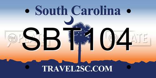 SBT104 South Carolina License Plate