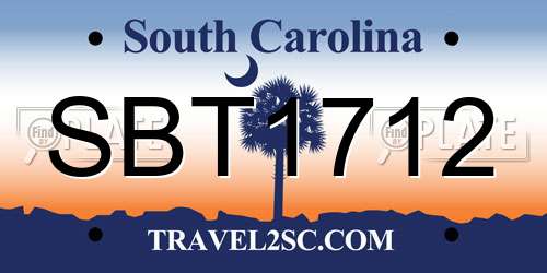 SBT1712 South Carolina License Plate
