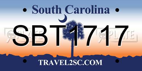 SBT1717 South Carolina License Plate