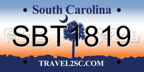 SBT1819 South Carolina License Plate