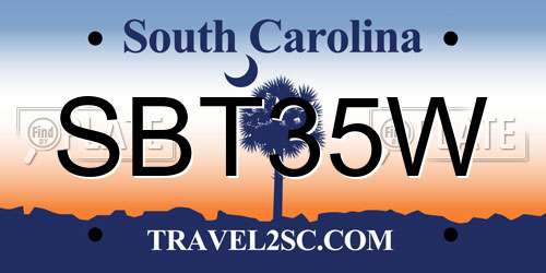 SBT35W South Carolina License Plate