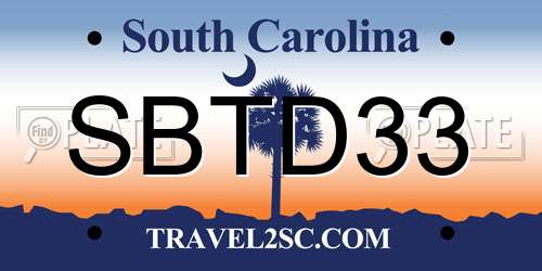 SBTD33 South Carolina License Plate