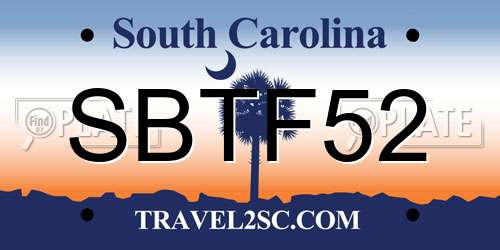 SBTF52 South Carolina License Plate