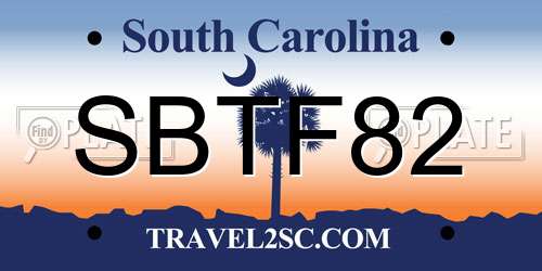 SBTF82 South Carolina License Plate