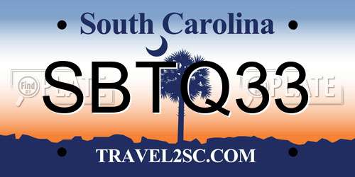 SBTQ33 South Carolina License Plate