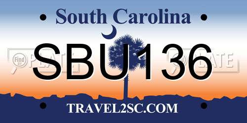 SBU136 South Carolina License Plate