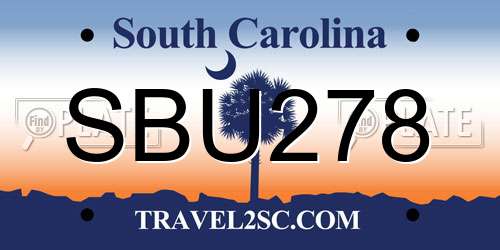 SBU278 South Carolina License Plate