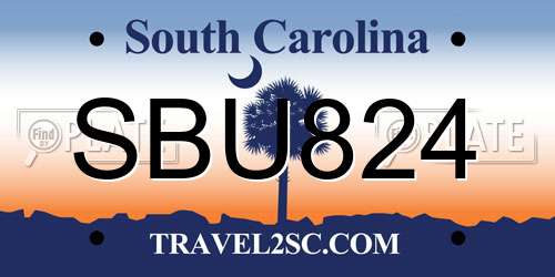 SBU824 South Carolina License Plate
