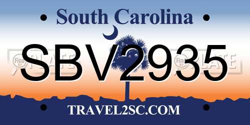 SBV2935 South Carolina License Plate