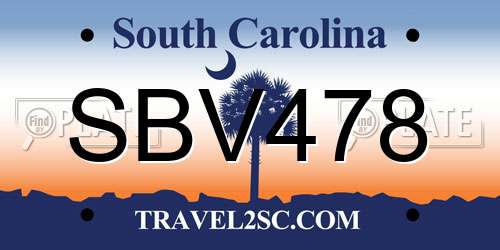 SBV478 South Carolina License Plate