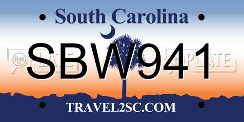 SBW941 South Carolina License Plate