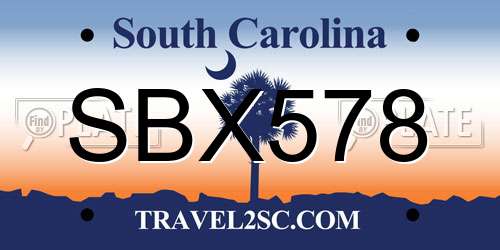 SBX578 South Carolina License Plate