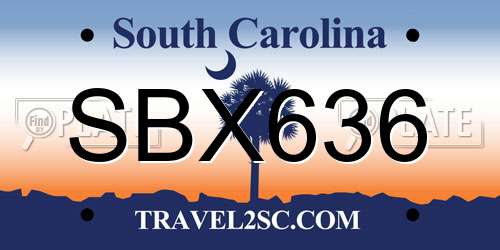 SBX636 South Carolina License Plate