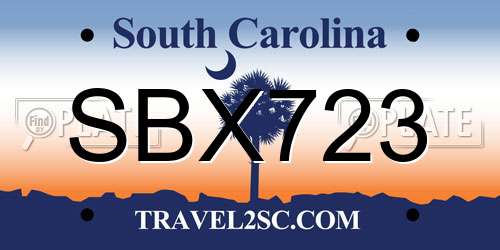 SBX723 South Carolina License Plate