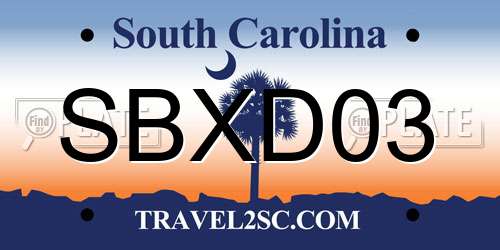 SBXD03 South Carolina License Plate