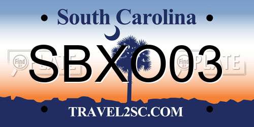 SBXO03 South Carolina License Plate