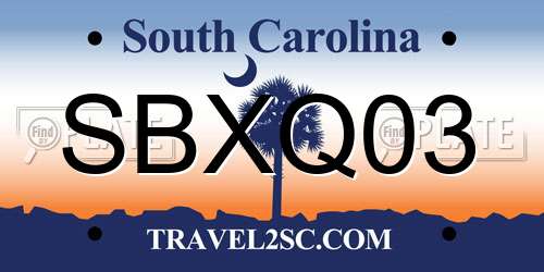 SBXQ03 South Carolina License Plate