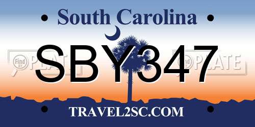 SBY347 South Carolina License Plate