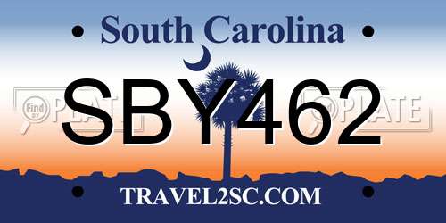 SBY462 South Carolina License Plate