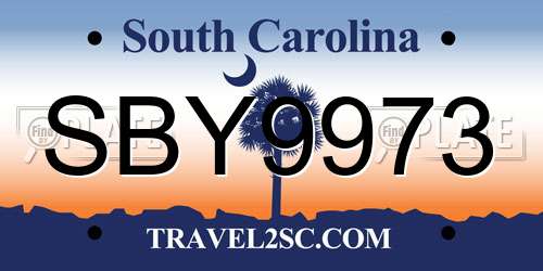 SBY9973 South Carolina License Plate