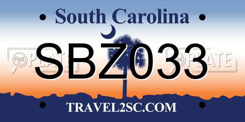 SBZ033 South Carolina License Plate