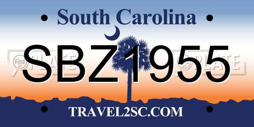 SBZ1955 South Carolina License Plate