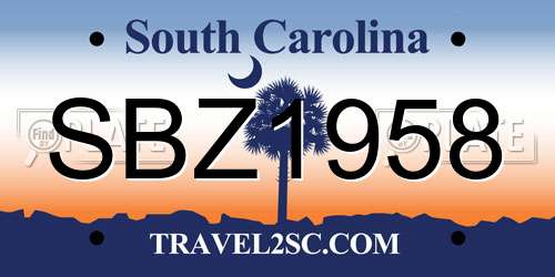 SBZ1958 South Carolina License Plate