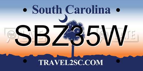 SBZ35W South Carolina License Plate