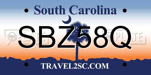 SBZ58Q South Carolina License Plate