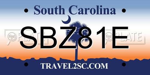 SBZ81E South Carolina License Plate