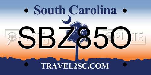 SBZ85O South Carolina License Plate