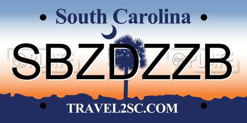 SBZDZZB South Carolina License Plate