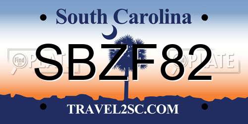 SBZF82 South Carolina License Plate