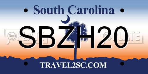 SBZH20 South Carolina License Plate