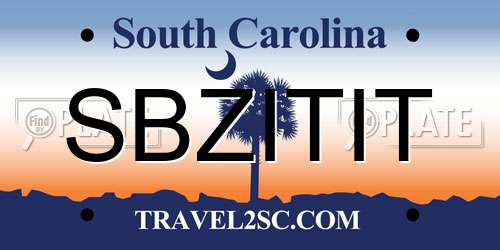 SBZITIT South Carolina License Plate
