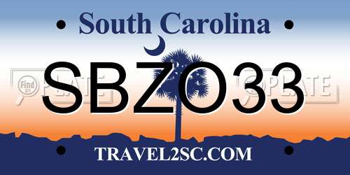 SBZO33 South Carolina License Plate