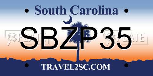 SBZP35 South Carolina License Plate