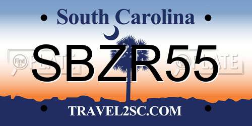 SBZR55 South Carolina License Plate