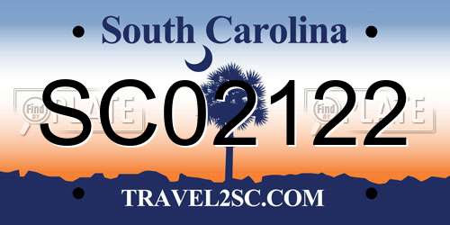 SC02122 South Carolina License Plate