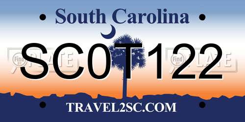 SC0T122 South Carolina License Plate