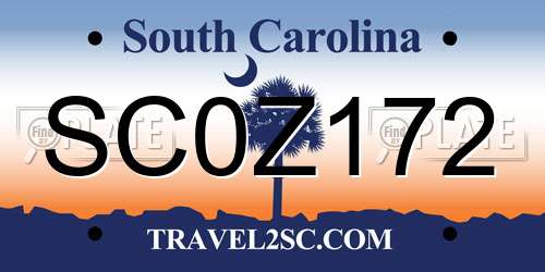 SC0Z172 South Carolina License Plate