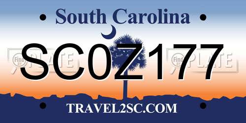 SC0Z177 South Carolina License Plate