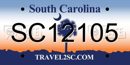 SC12105 South Carolina License Plate