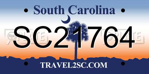 SC21764 South Carolina License Plate